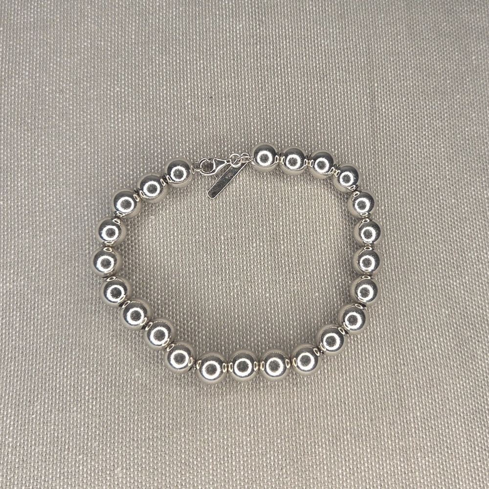 NWOT Saks Fifth Avenue Sterling Silver Beaded Bracelet - 7 Inches - Picture 3 of 4